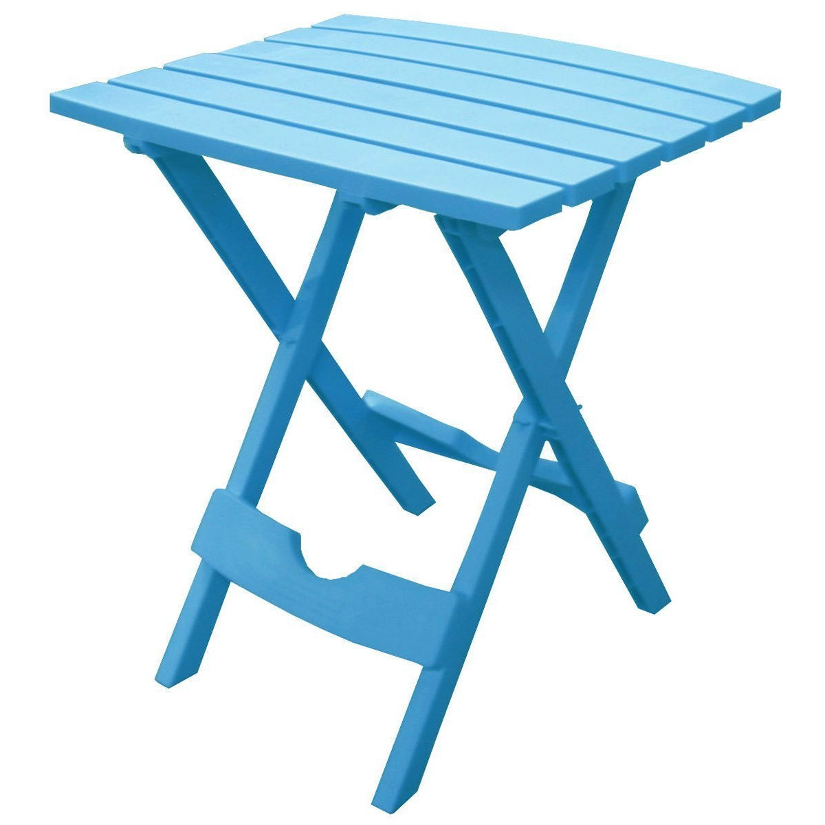 Fast Furnishings Pool Blue Folding Side Table in Durable Patio Furniture Plastic Resin