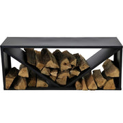 Fast Furnishings Black Indoor/Outdoor 41 inch Steel Triple Triangle Firewood Log Storage Rack