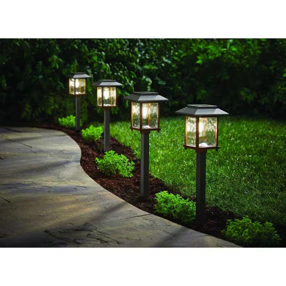 Fast Furnishings 4 Pack - Bronze Gold Solar LED Light Set - Outdoor Path Yard Lighting