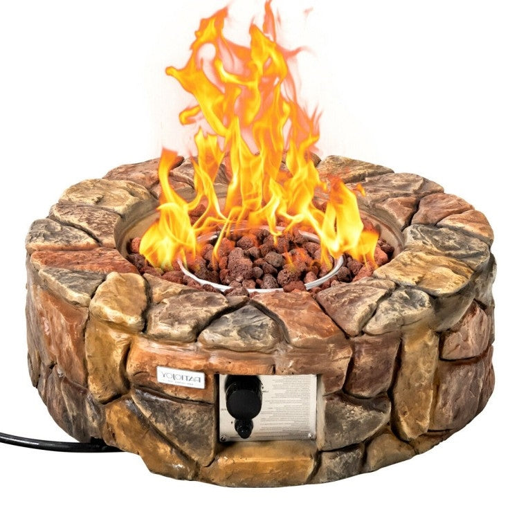 Fast Furnishings 40,000 BTU Outdoor Circle Stone Gas Propane Fire Pit