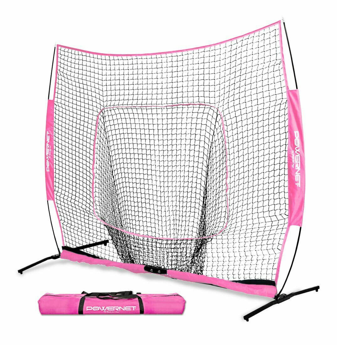 PowerNet 7x7 PRO Portable Pitching Batting Net with One Piece Frame and Carry Bag by Jupiter Gear