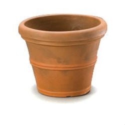 Fast Furnishings 12-inch Round Planter in Rust color Weather Resistant Poly Resin Plastic