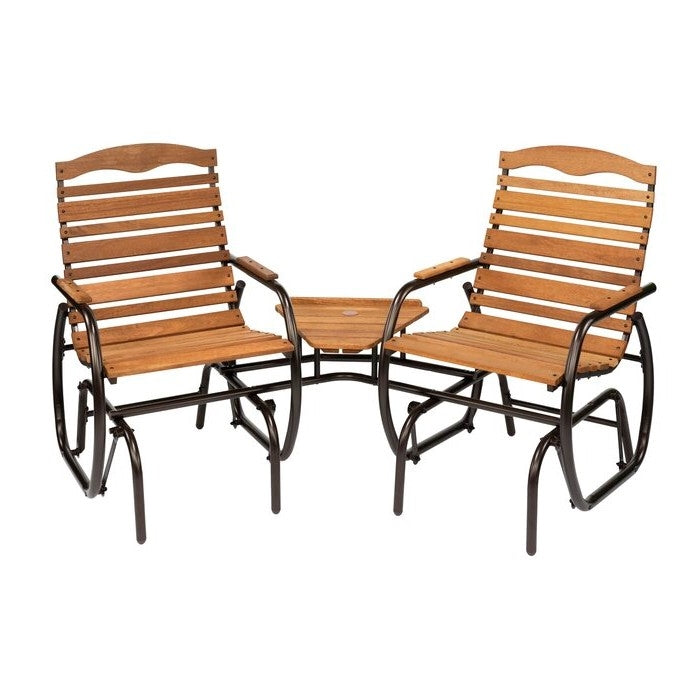 Fast Furnishings Modern FarmHome 3 Piece Glider Chairs Set with Side Table