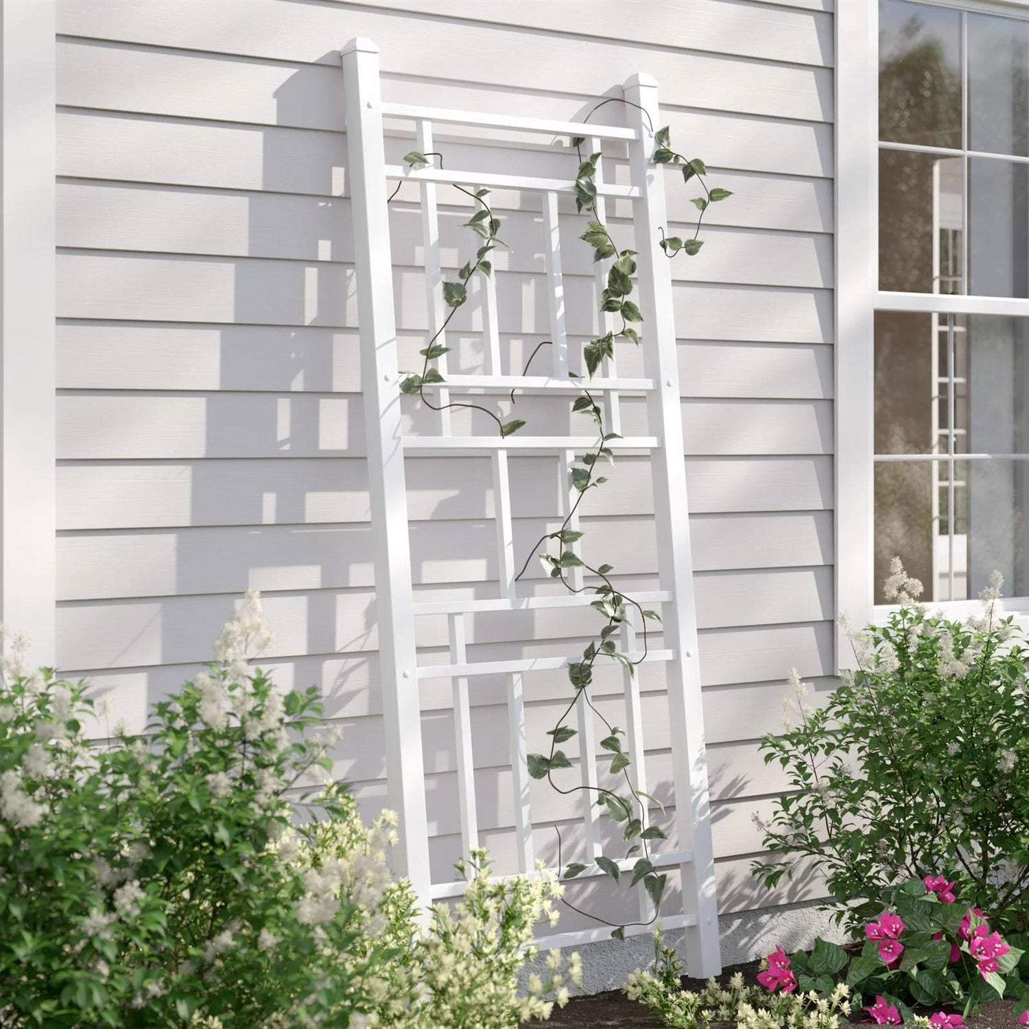 Fast Furnishings 75-inch White Vinyl Outdoor Garden Trellis - Made in USA