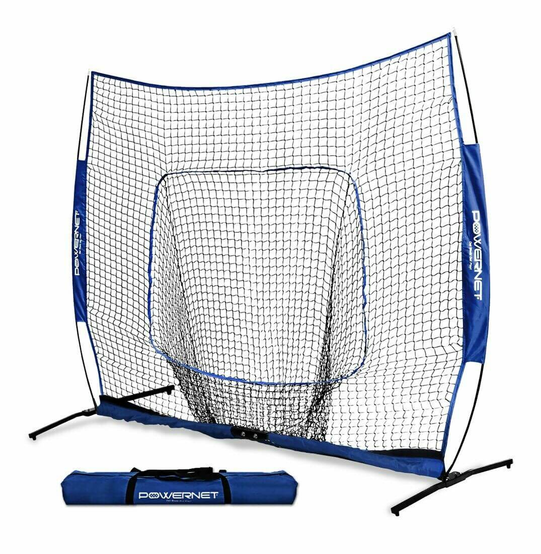 PowerNet 7x7 PRO Portable Pitching Batting Net with One Piece Frame and Carry Bag by Jupiter Gear