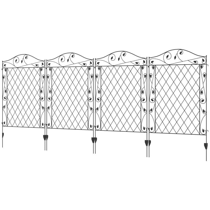 Fast Furnishings 4 Pack Steel Foldable Fence Floral Trellis Panel Animal Barrier