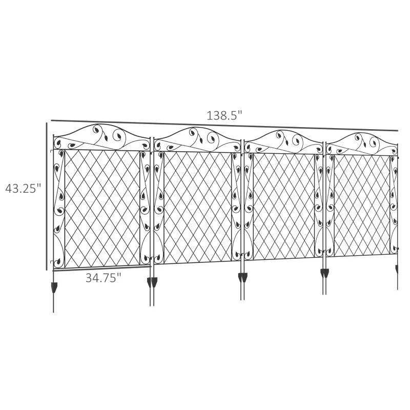 Fast Furnishings 4 Pack Steel Foldable Fence Floral Trellis Panel Animal Barrier