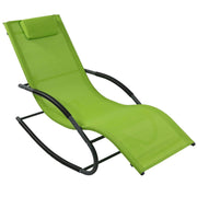 Fast Furnishings Modern Green Rocking Chaise Lounge Chair Patio Lounger with Pillow