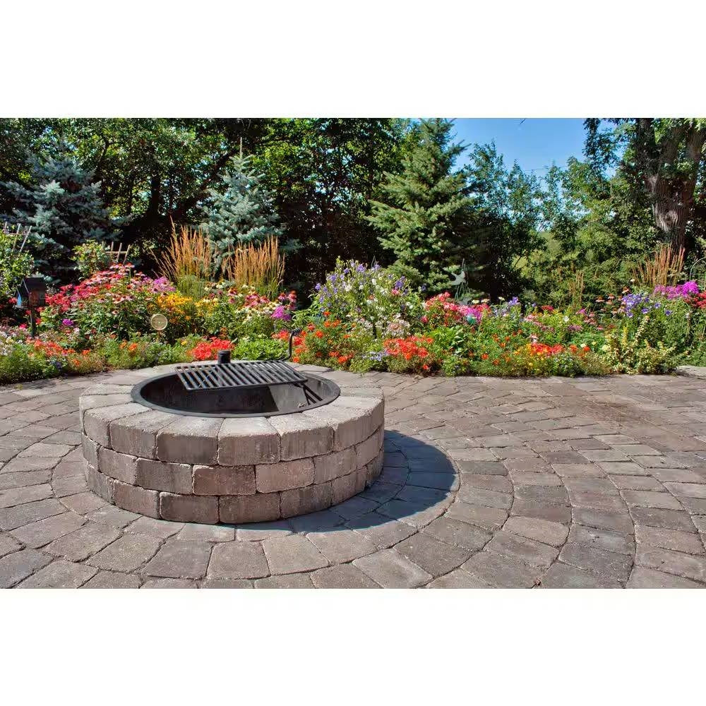 Fast Furnishings 48-in Outdoor Round Concrete Block Stone Fire Pit Kit with Cooking Grill Grate