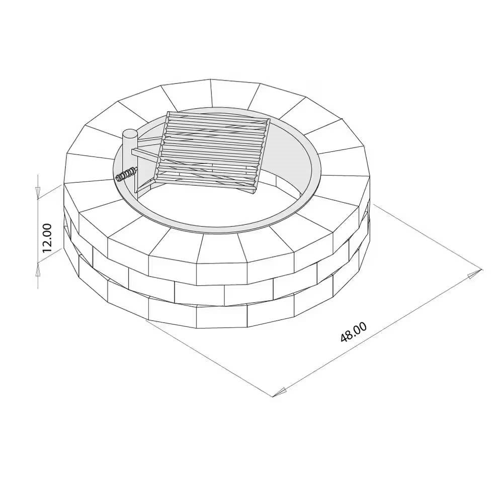 Fast Furnishings 48-in Outdoor Round Concrete Block Stone Fire Pit Kit with Cooking Grill Grate