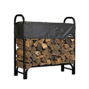 Fast Furnishings Outdoor Firewood Rack 4-Ft Steel Frame Wood Log Storage with Cover