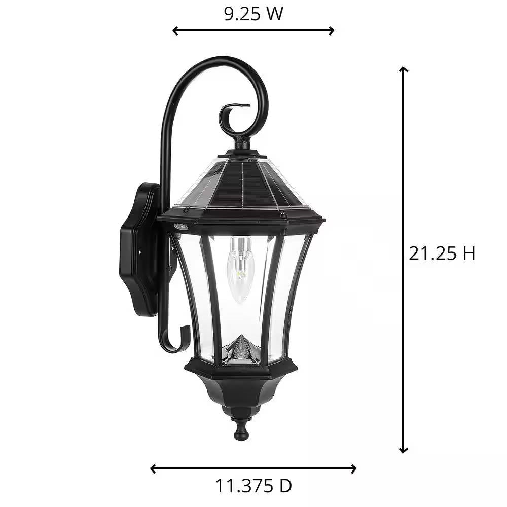 Fast Furnishings Outdoor Farmhouse Solar Wall Light in Black Finish - 150 Lumens