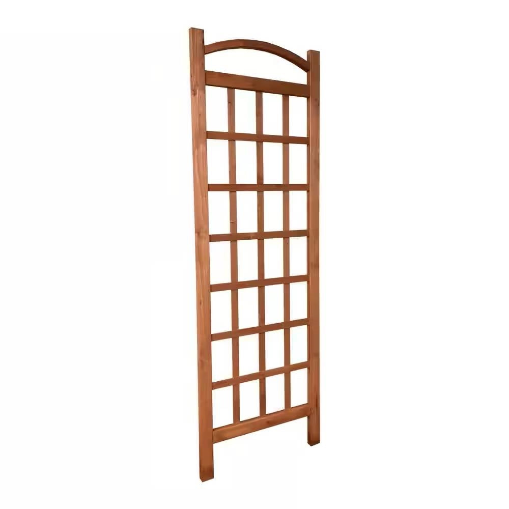 Fast Furnishings 72-inch Outdoor Solid Wooden Classic Grid Garden Trellis in Brown Wood Finish