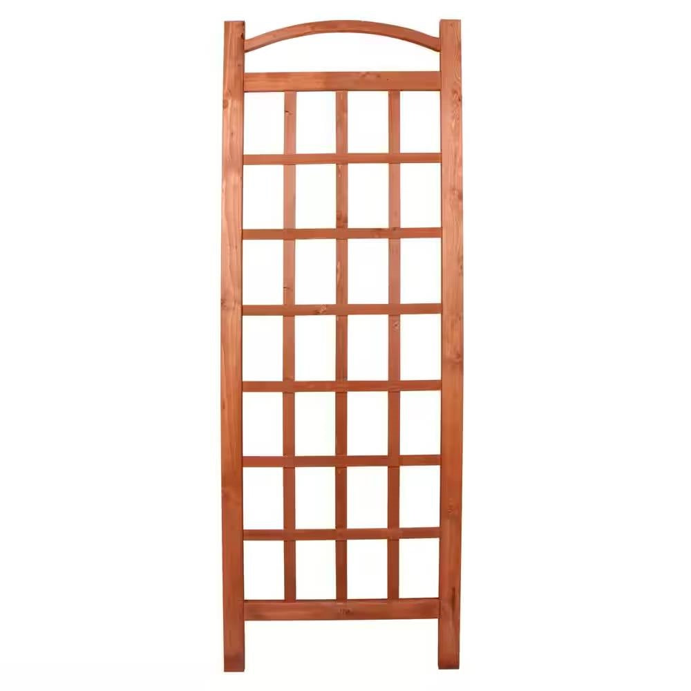 Fast Furnishings 72-inch Outdoor Solid Wooden Classic Grid Garden Trellis in Brown Wood Finish