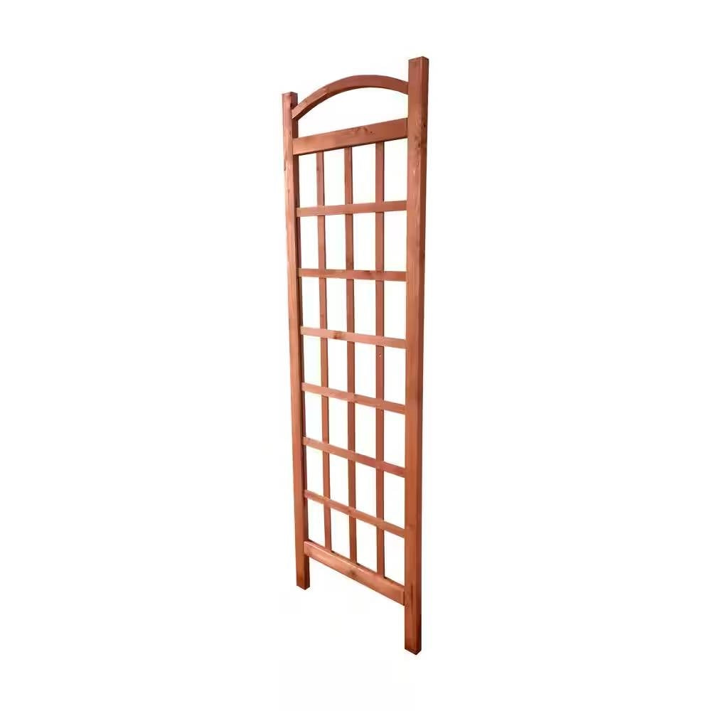 Fast Furnishings 72-inch Outdoor Solid Wooden Classic Grid Garden Trellis in Brown Wood Finish