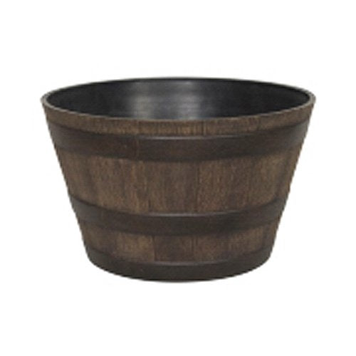 Fast Furnishings 15-5-inch Round Whiskey Barrel Planter in Aged Walnut Finish Resin