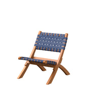 Well Traveled Living Sava Indoor-Outdoor Folding Chair in Navy Blue Webbing