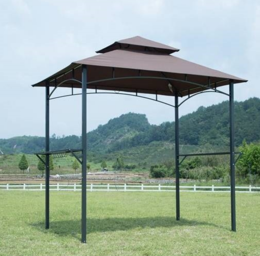 Fast Furnishings 8-Ft x 5-Ft Steel Frame Outdoor Grill Gazebo with Vented Canopy