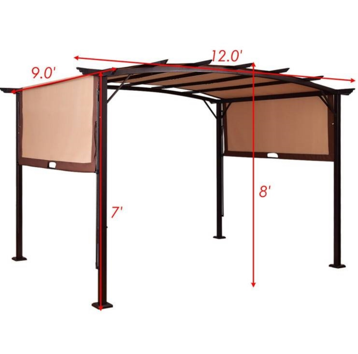 Fast Furnishings 12 ft x 9 ft Steel Outdoor Pergola Gazebo Canopy Sun Shelter