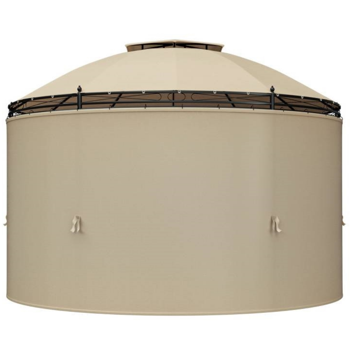 Fast Furnishings Circular Dome Hexagon Gazebo Canopy with Polyester Privacy Curtain in Brown