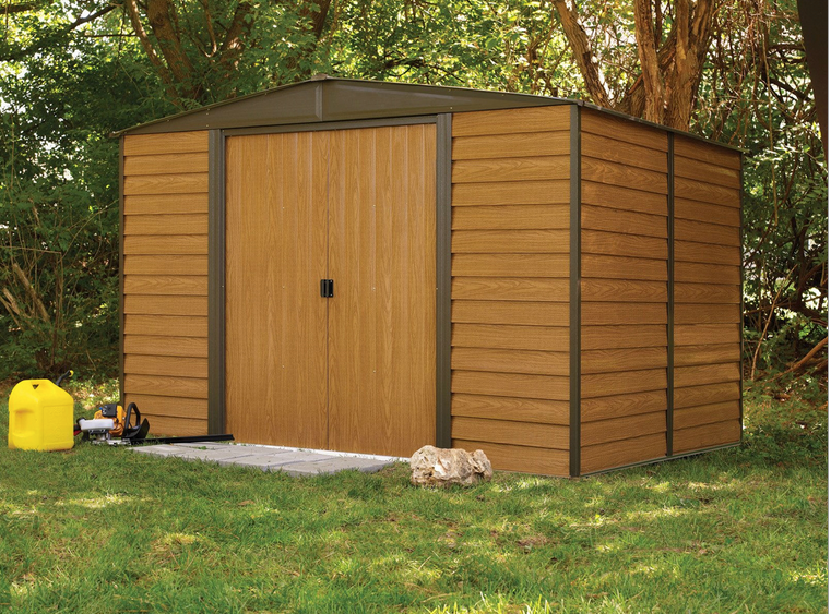 Fast Furnishings Outdoor 10 x 12-ft Steel Storage Shed With Woodgrain Panels