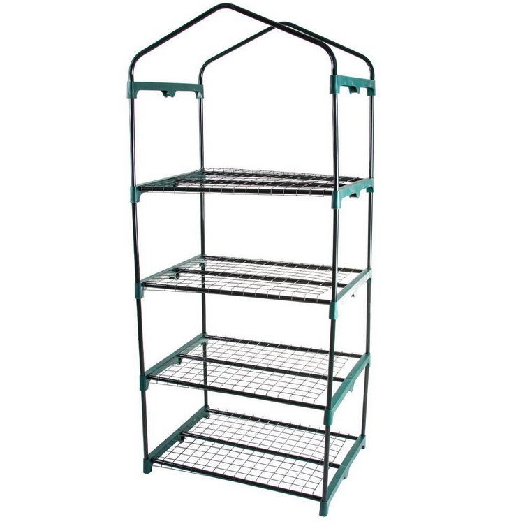 Fast Furnishings Durable 4-Tier Plant Stand Greenhouse with Zippered PVC CoverSide Walls