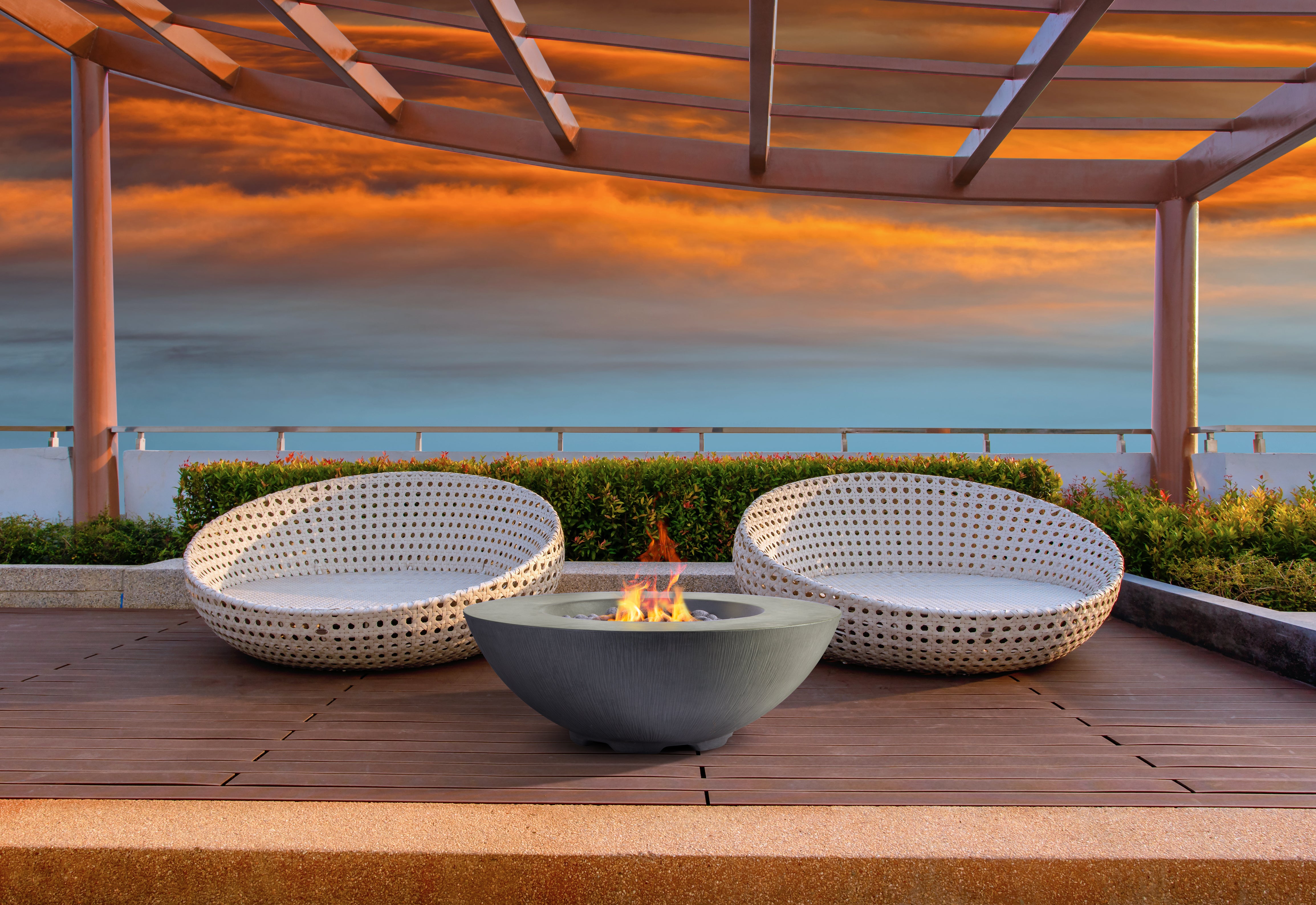 Pyromania 41" Bowl Concrete Fire Bowl- Shangri-La