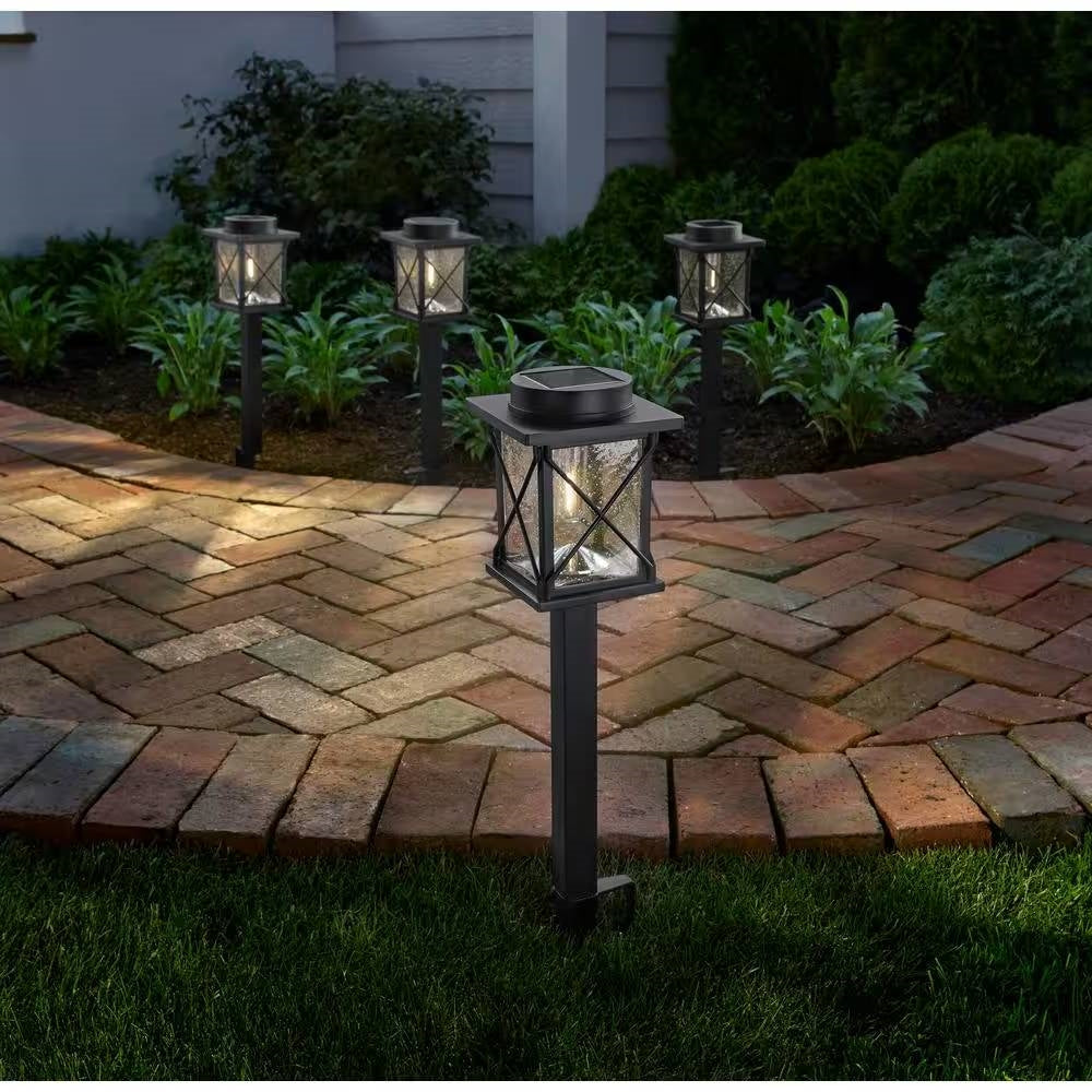 Fast Furnishings 4-Pack - Black Solar LED Light Set - Outdoor Path Yard Lighting