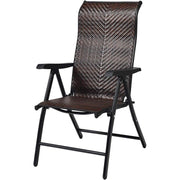 Fast Furnishings Outdoor/Indoor Folding Patio Chair with Brown Rattan Seat and High Back-Rest