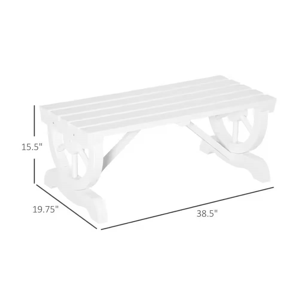 Fast Furnishings Outdoor Farmhouse Fir Wood 2-Person Garden Bench in White Finish