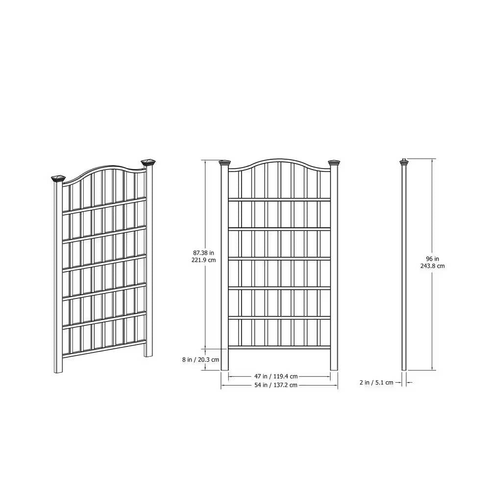 Fast Furnishings Large 8-Ft x 4.5-Ft Outdoor White Vinyl Garden Trellis Privacy Screen