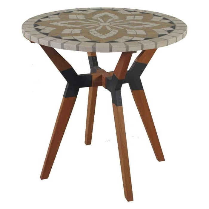 Fast Furnishings Round 30-inch Bistro Style Outdoor Patio Table with Marble Tile Top