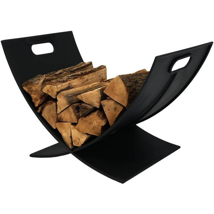 Fast Furnishings Black Indoor/Outdoor 30 inch Steel Powder Coated Firewood Log Storage Rack