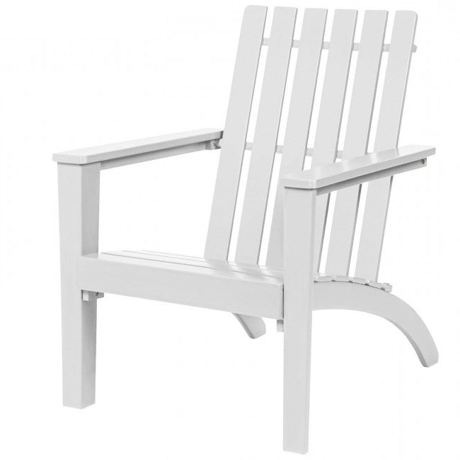 Fast Furnishings Indoor/Outdoor Acacia Wood Adirondack Lounge Armchair - White