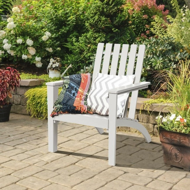 Fast Furnishings Indoor/Outdoor Acacia Wood Adirondack Lounge Armchair - White