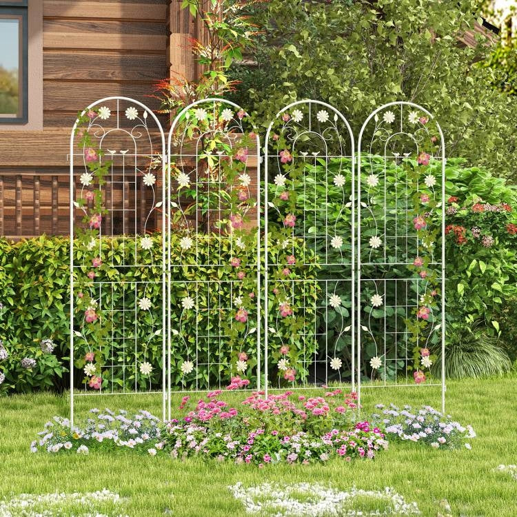 Fast Furnishings Set of 2- 6-ft Galvanized Steel Outdoor Garden Trellis in White Metal Finish