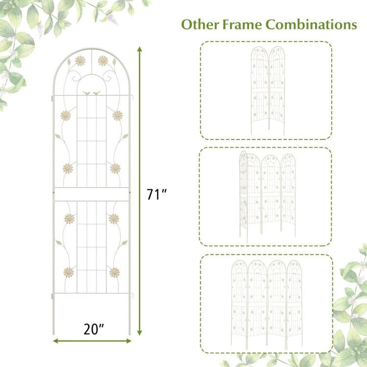 Fast Furnishings Set of 2- 6-ft Galvanized Steel Outdoor Garden Trellis in White Metal Finish