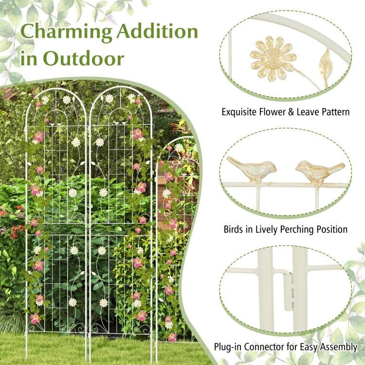 Fast Furnishings 2 Pack - 7-ft Galvanized Steel Garden Trellis in White Metal Outdoor Finish