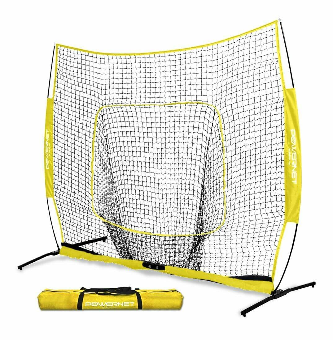 PowerNet 7x7 PRO Portable Pitching Batting Net with One Piece Frame and Carry Bag by Jupiter Gear