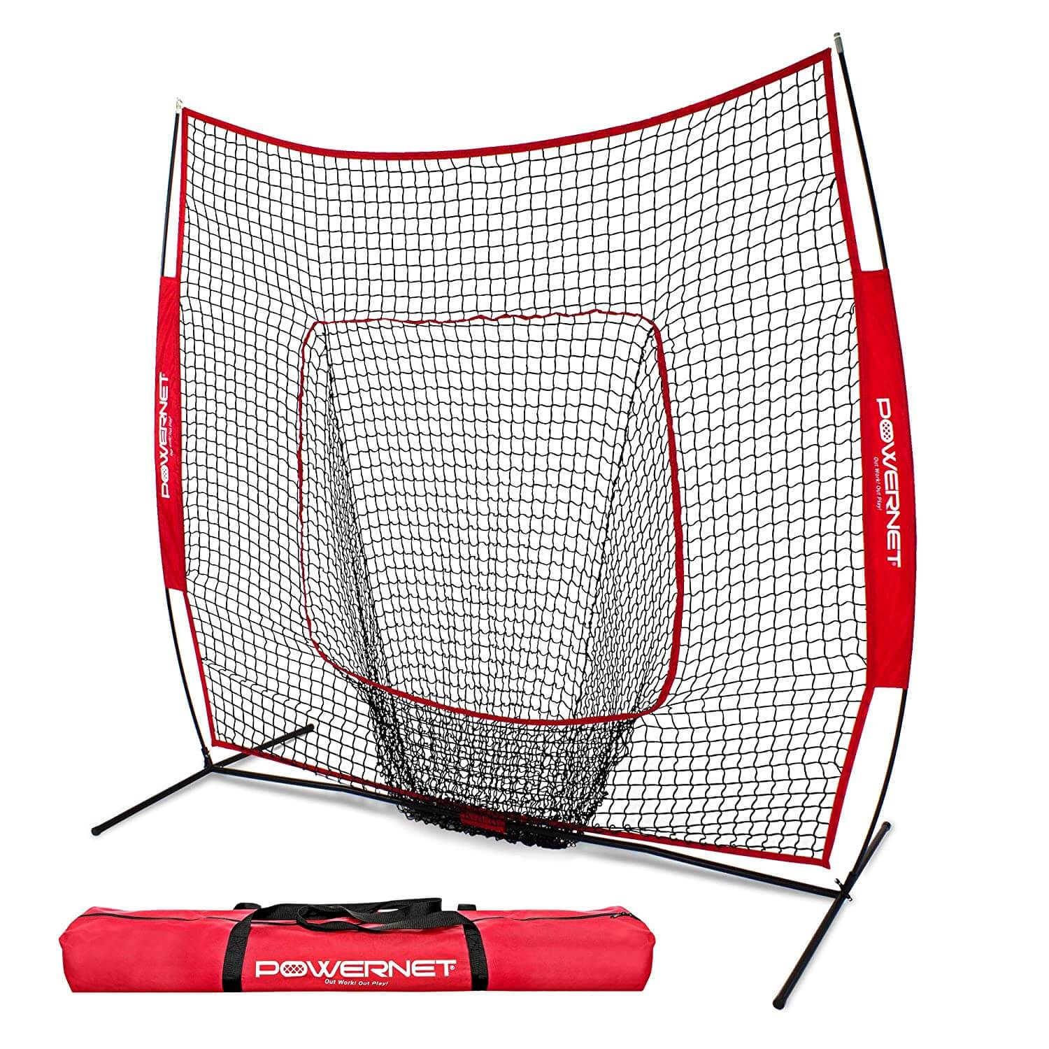 PowerNet Baseball and Softball Practice Net 7 x 7 with Bow Frame & Carry Bag by Jupiter Gear