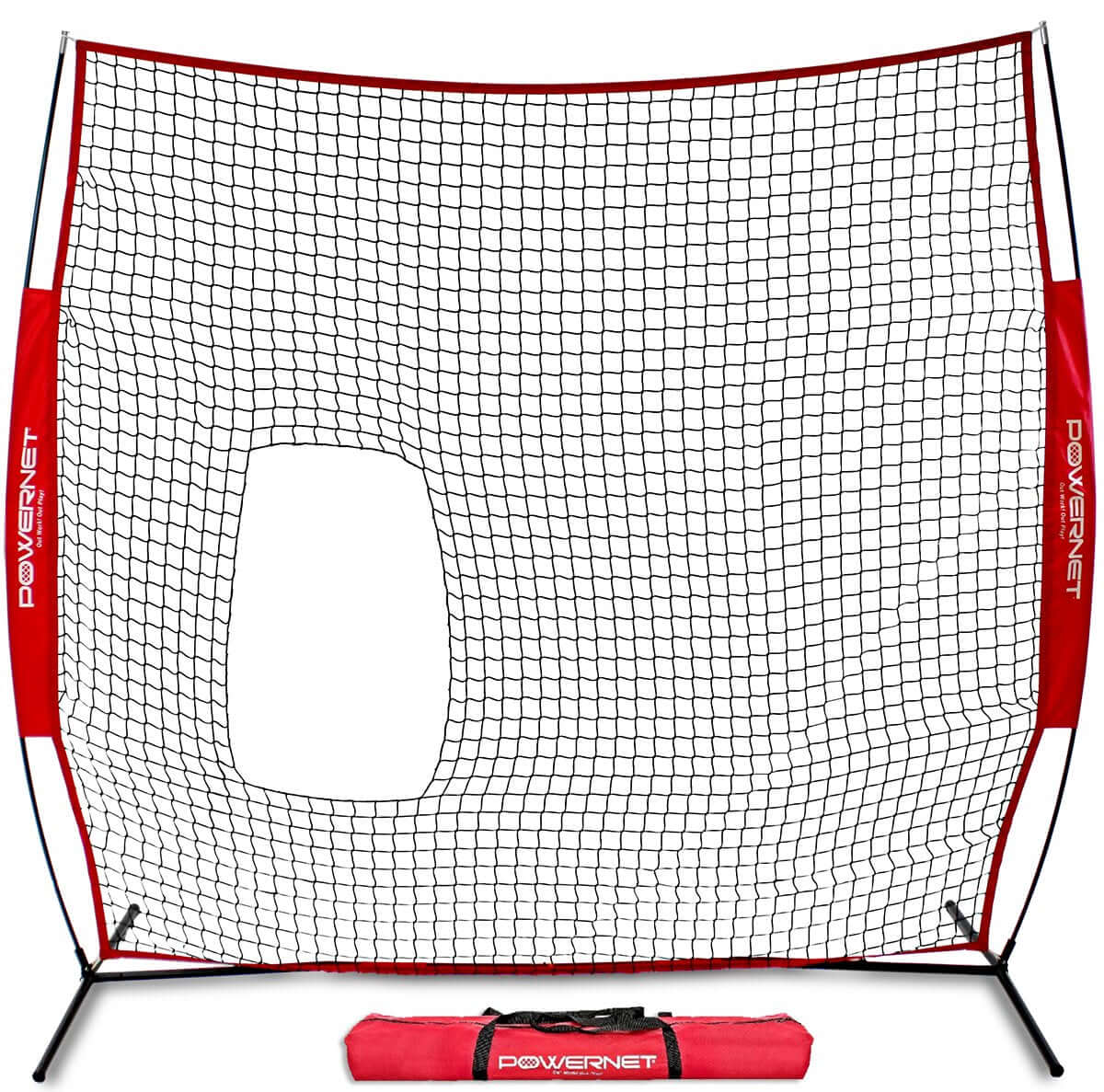 PowerNet 7x7 ft Pitch-Thru Pitching or Batting Screen for Softball with Carry Case by Jupiter Gear