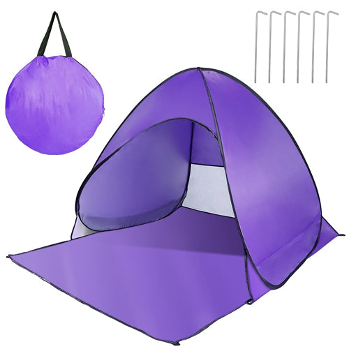 Pop Up Beach Tent Sun Shade Shelter Anti-UV Automatic Waterproof Tent Canopy for 2/3 Man w/ Net Window Storage Bag for Outdoor Beach Camping Fishing P - Purple by VYSN