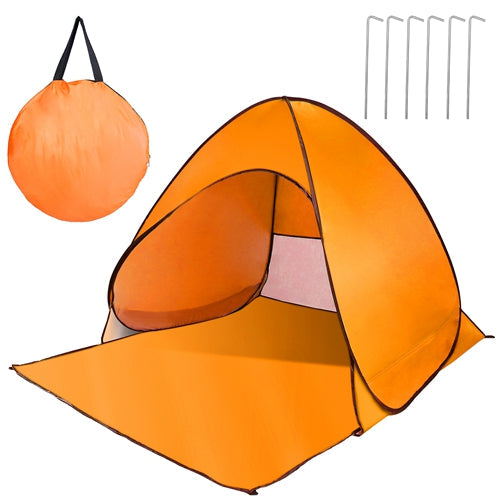 Pop Up Beach Tent Sun Shade Shelter Anti-UV Automatic Waterproof Tent Canopy for 2/3 Man w/ Net Window Storage Bag for Outdoor Beach Camping Fishing P - Orange by VYSN