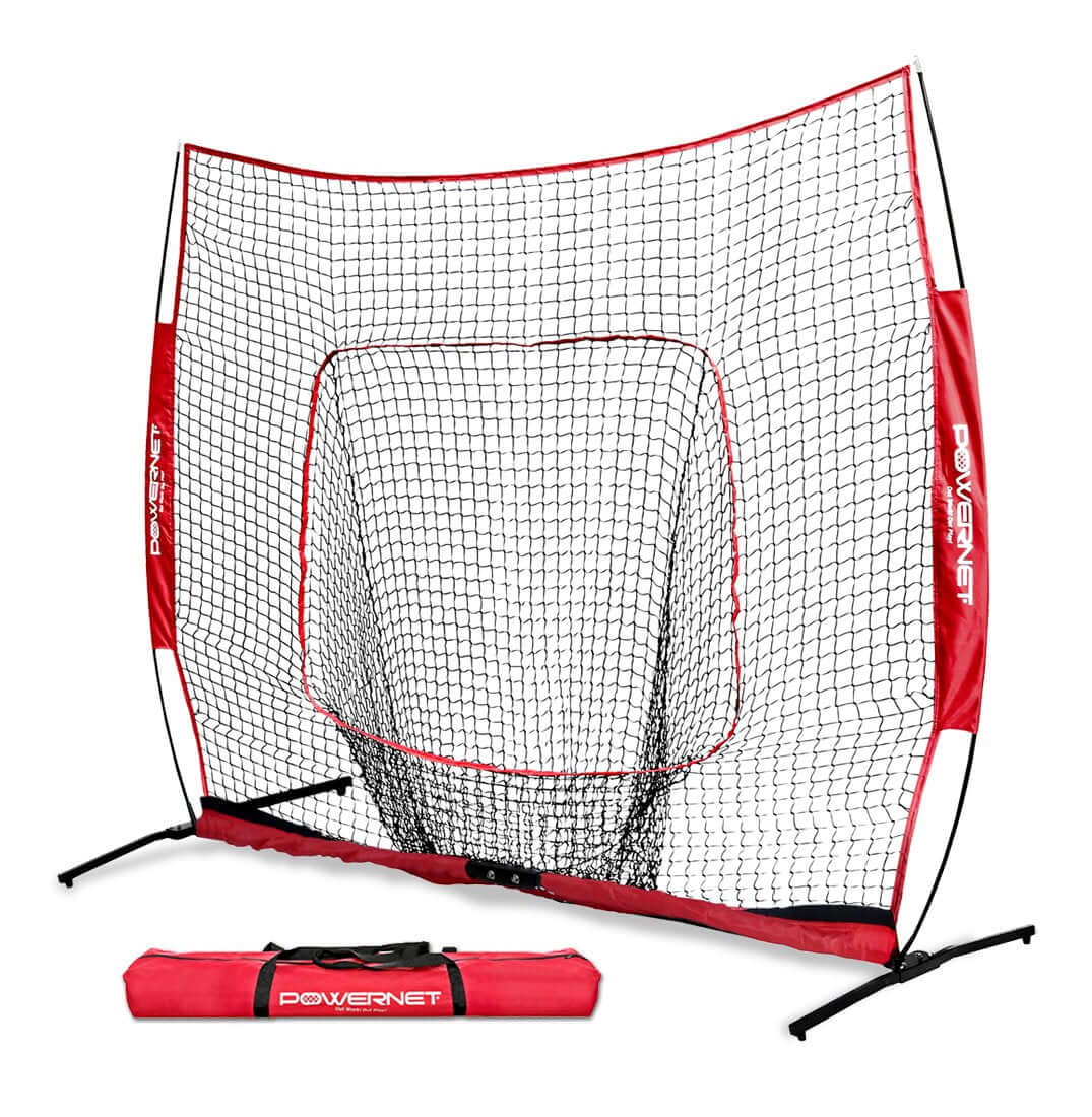 PowerNet 7x7 PRO Portable Pitching Batting Net with One Piece Frame and Carry Bag by Jupiter Gear