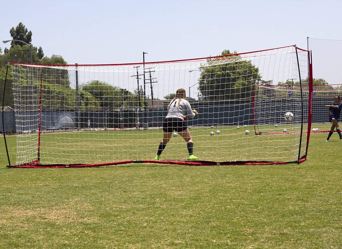 PowerNet Soccer Goal 18.5ft x 6.5ft Portable Bow Style Net + 1 Wheeled Carry Bag by Jupiter Gear