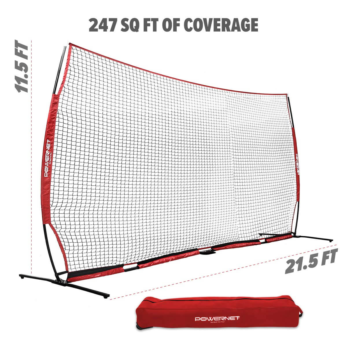 PowerNet Sports Barrier Net 21.5 ft x 11.5 ft Safety Backstop Barricade for Baseball, Lacrosse, Basketball, Soccer, Field Hockey, Softball by Jupiter Gear