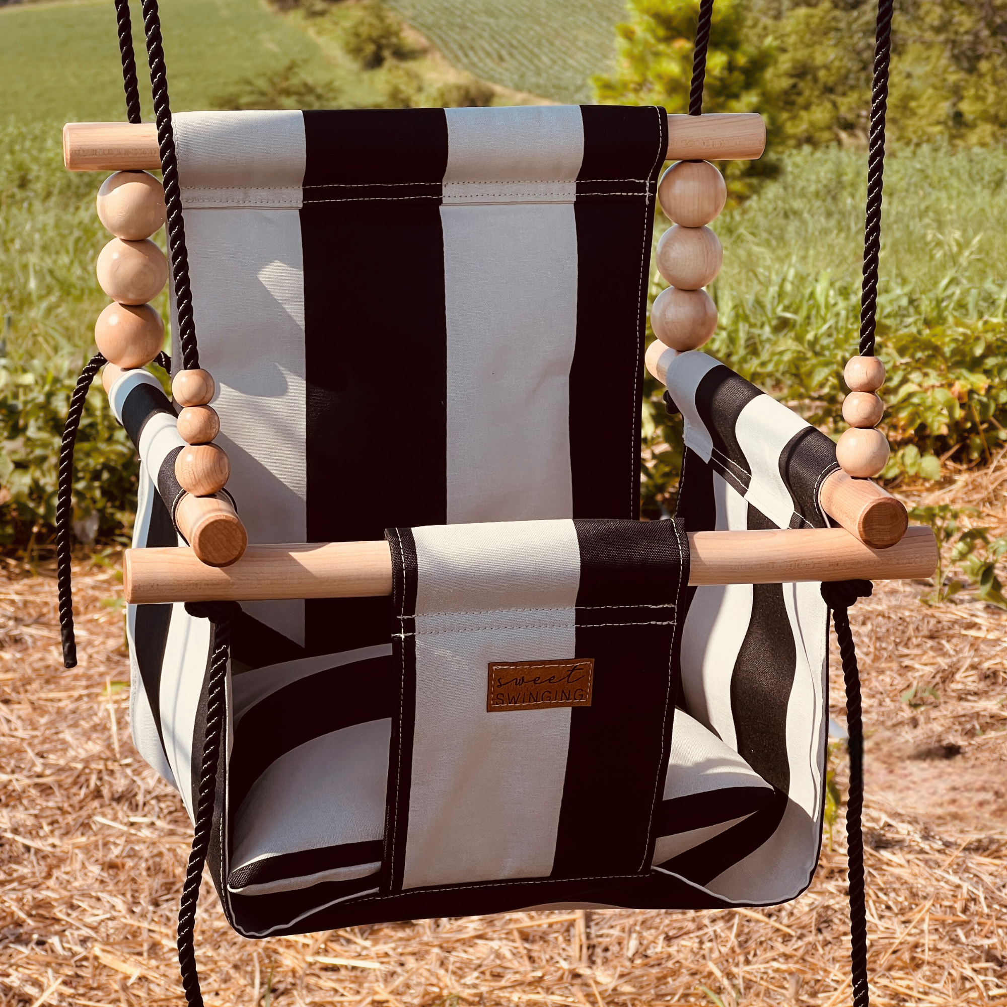 Sweet Swinging Outdoor Wide Cream and Black Stripe