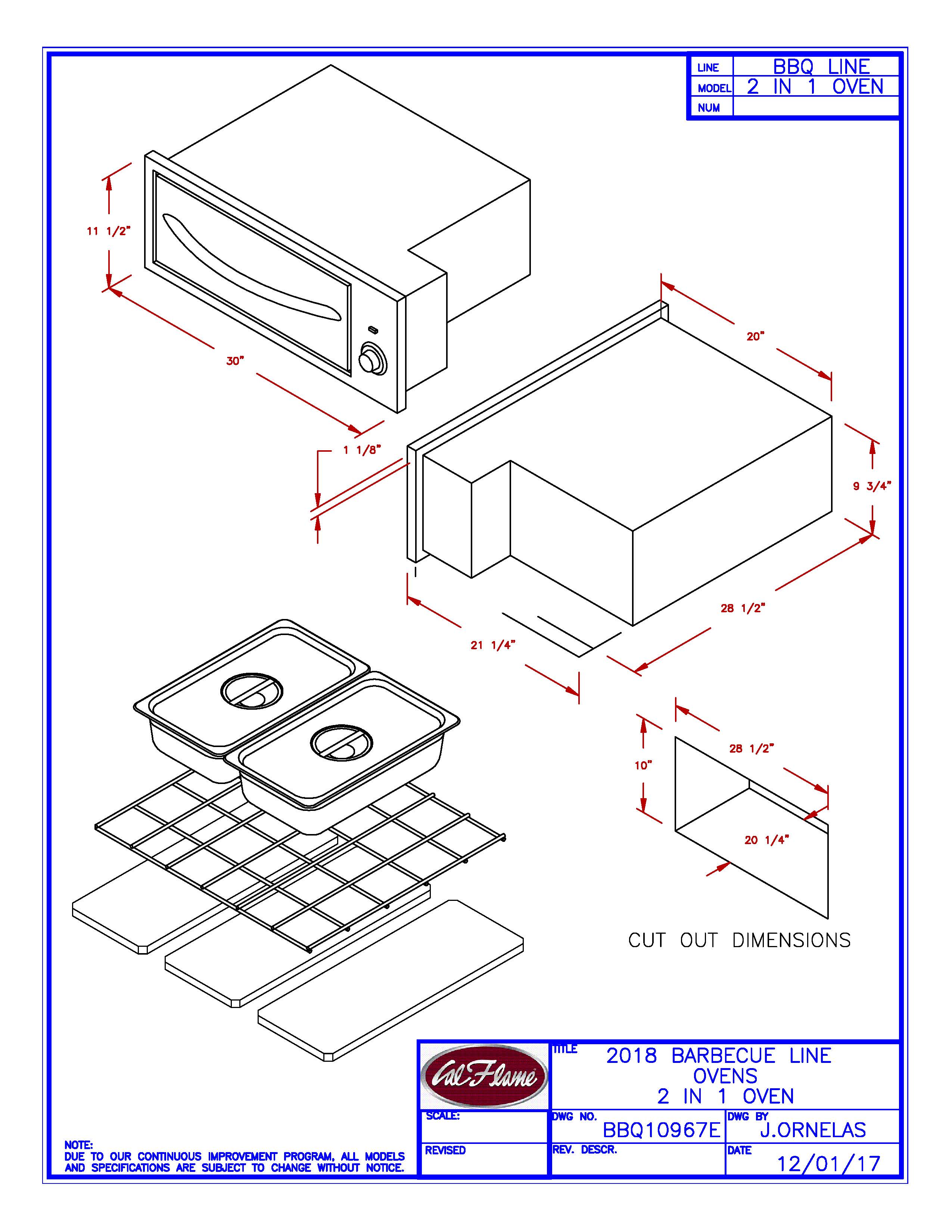 Cal Flame 2-in-1 Oven-Warmer & Pizza oven (110V)