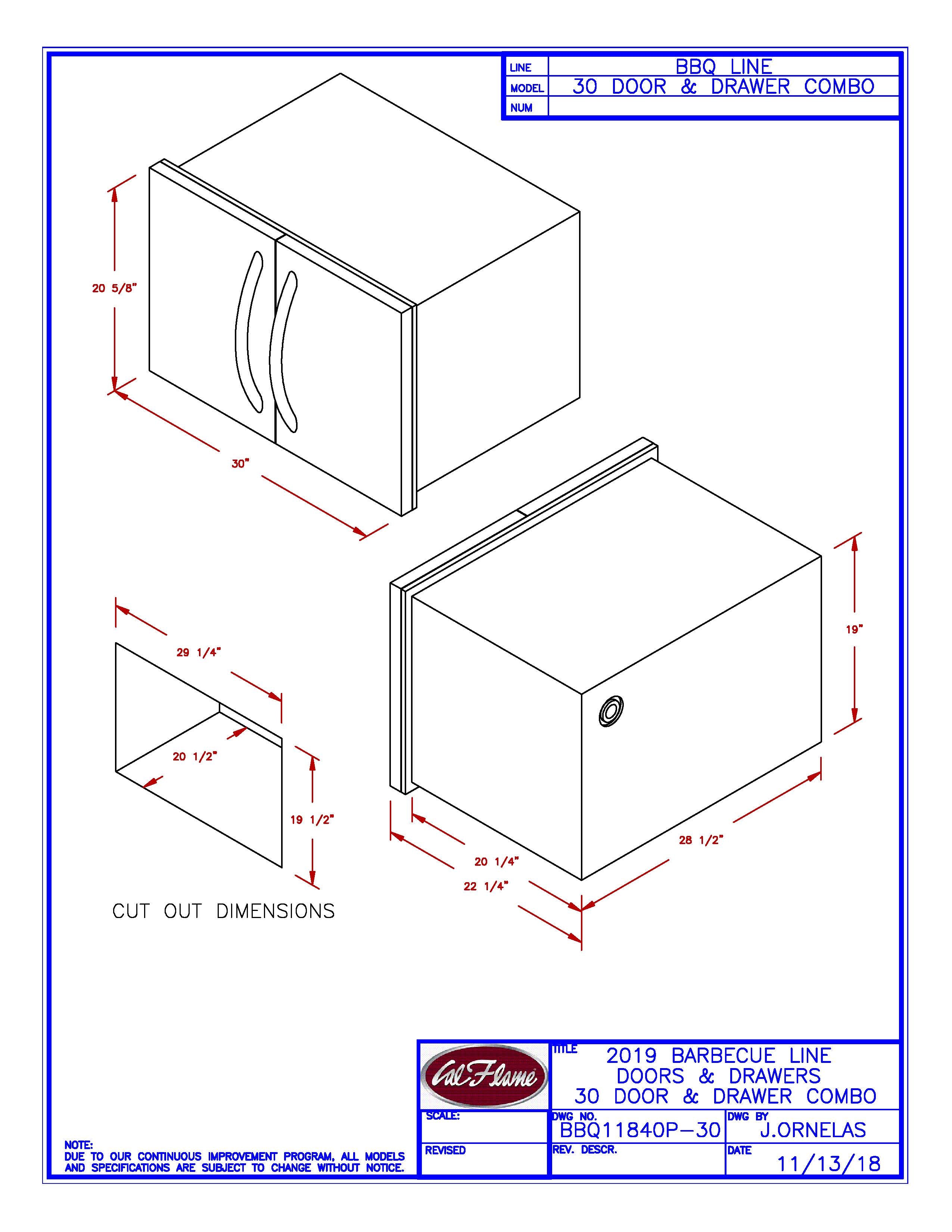 Cal Flame 30" Door & Drawer Combo
