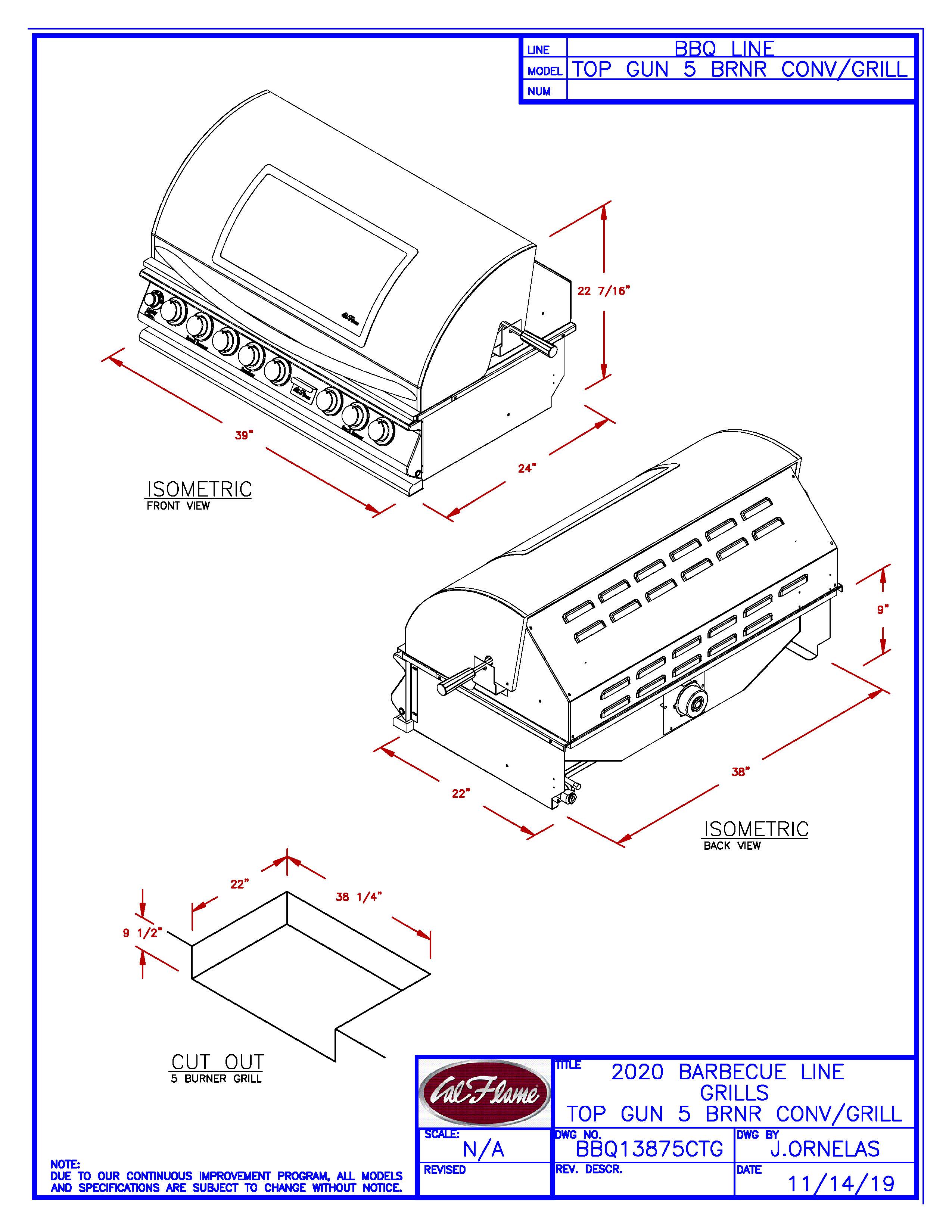 Cal Flame Top Gun™ 5-Burner Convection Grill